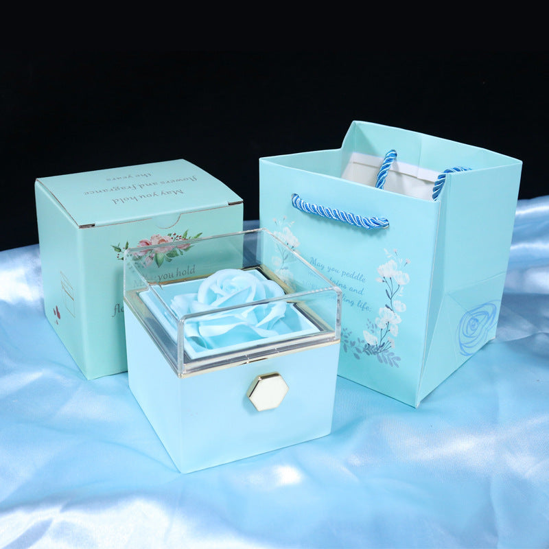Rose Gift Box Rotating Soap Flower Jewelry Packaging Box Valentine's Day Gift