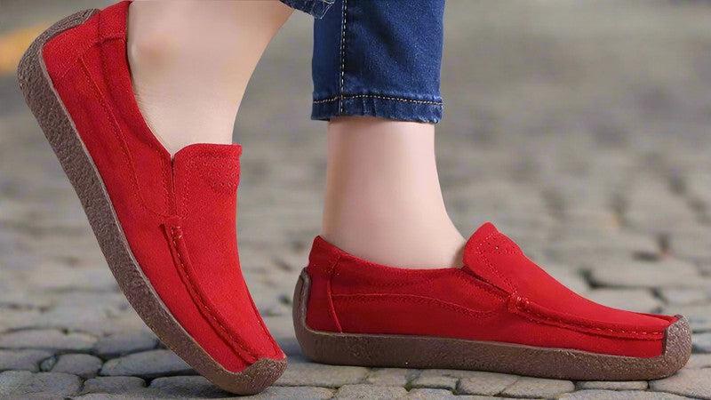 Round Toe Loafers Casual Versatile Color Flats Slip-on Cozy Shoes