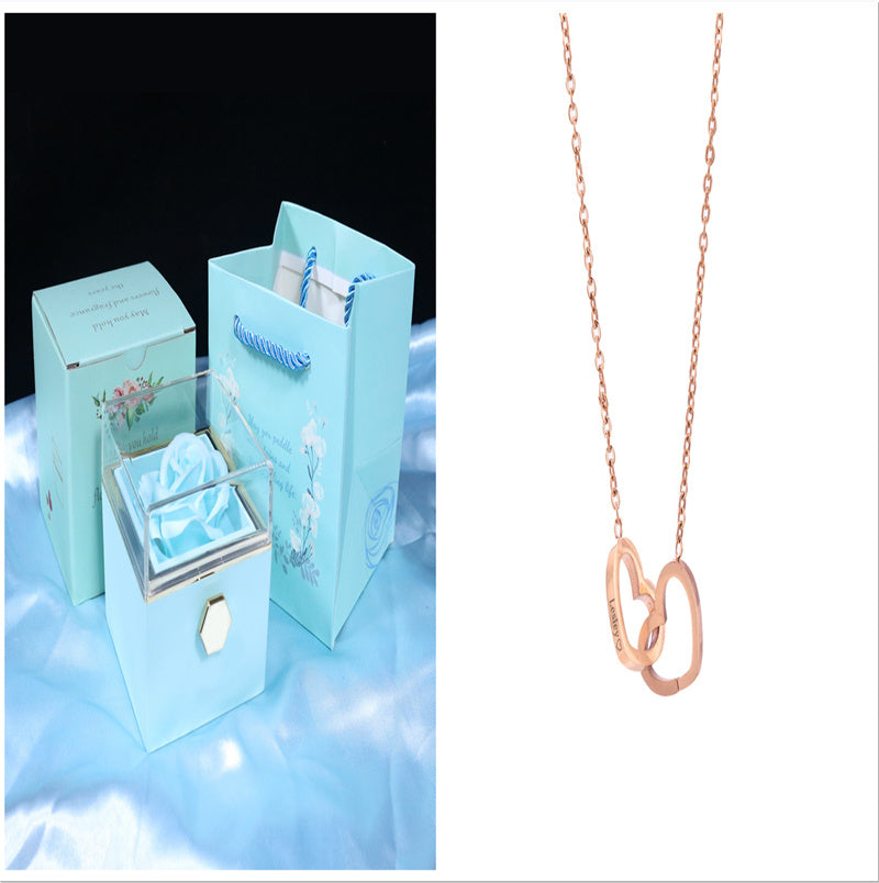 Rose Gift Box Rotating Soap Flower Jewelry Packaging Box Valentine's Day Gift