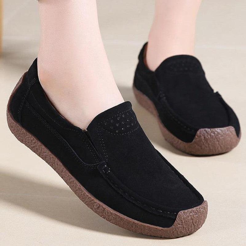 Round Toe Loafers Casual Versatile Color Flats Slip-on Cozy Shoes
