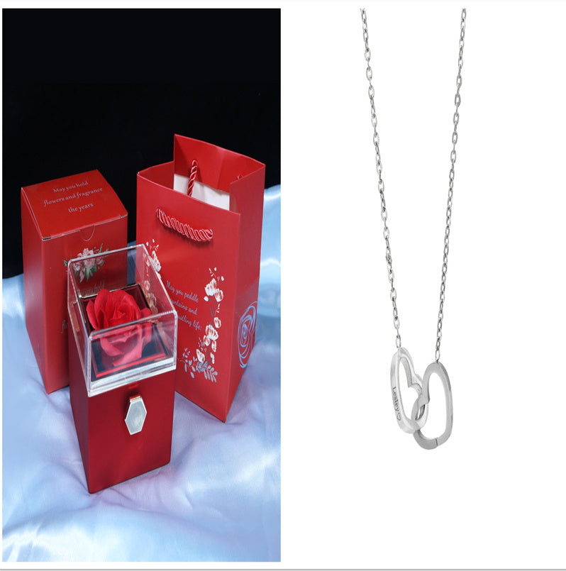 Rose Gift Box Rotating Soap Flower Jewelry Packaging Box Valentine's Day Gift