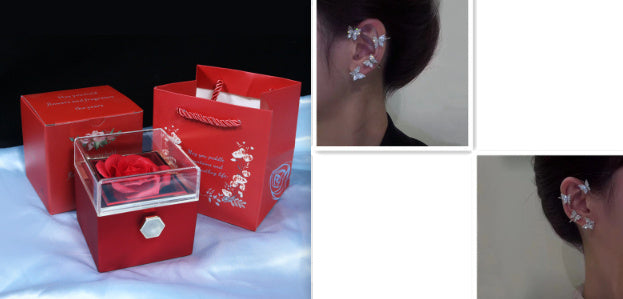 Rose Gift Box Rotating Soap Flower Jewelry Packaging Box Valentine's Day Gift