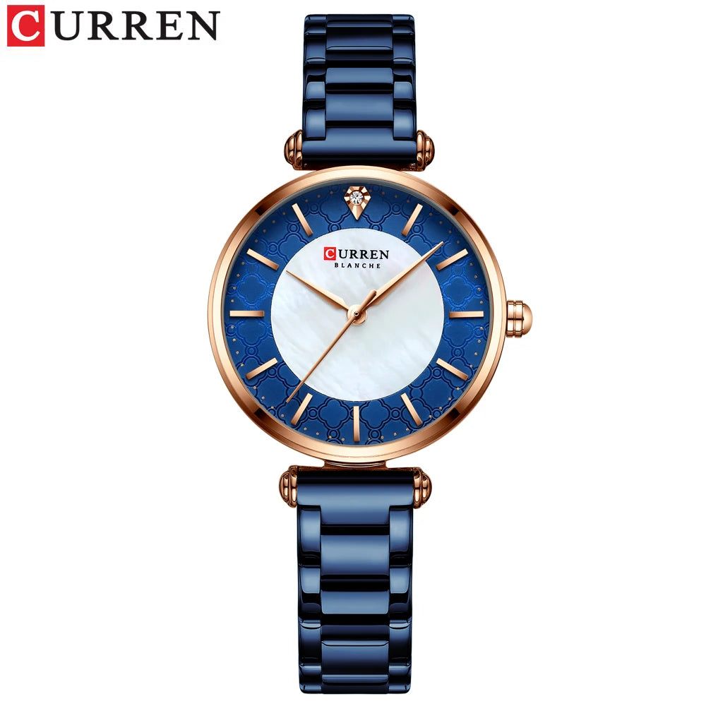 Women Watch CURREN Quartz Wristwatch with Stainless Steel Simple Female Clock