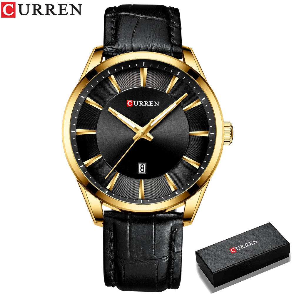 Men Quartz Watch CURREN Men Leather Strap Male Wristwatches Reloj Hombres