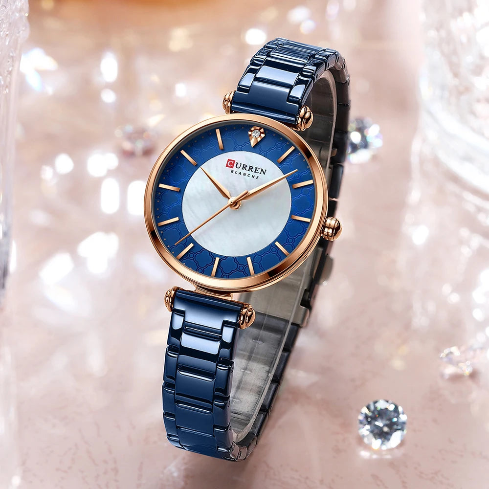 Women Watch CURREN Quartz Wristwatch with Stainless Steel Simple Female Clock