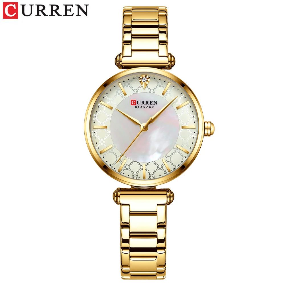 Women Watch CURREN Quartz Wristwatch with Stainless Steel Simple Female Clock