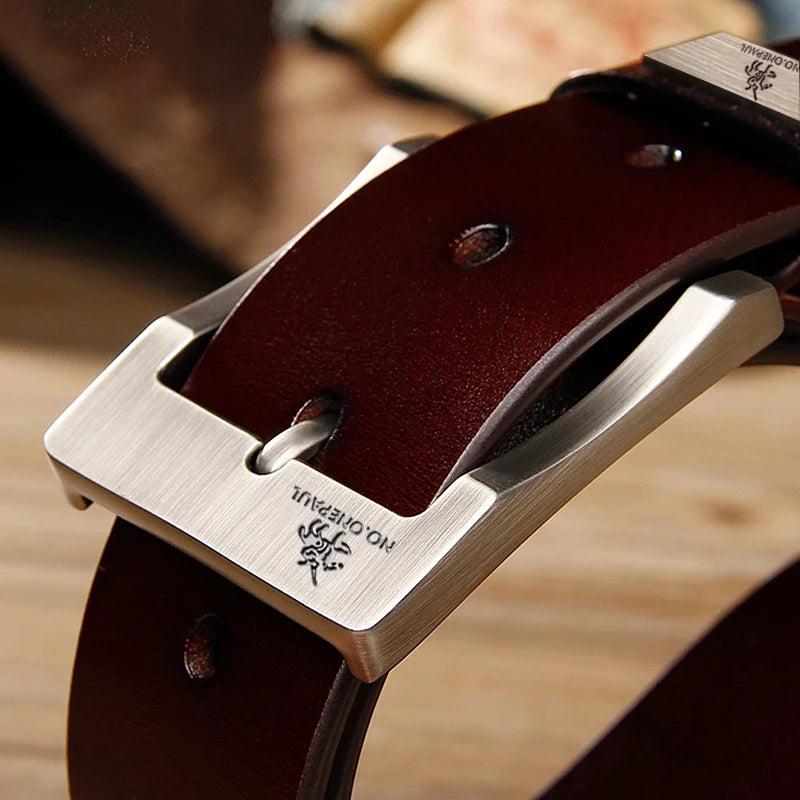 Men's Belt Genuine Leather Buckle Casual Belts Business Cowboy Waistband