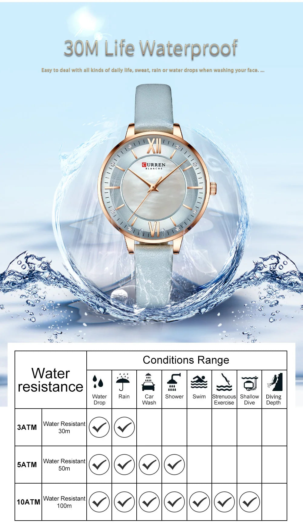 Women Watches CURREN Lux Elegant Ladies Wristwatch with Leather Bracelet Royal Blue Часы Женские
