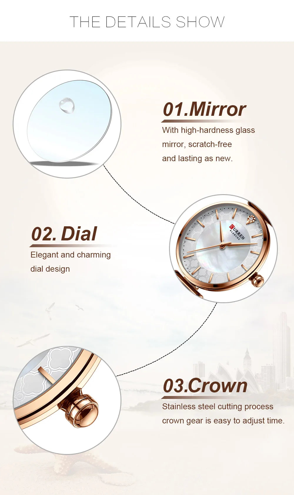 Women Watch CURREN Quartz Wristwatch with Stainless Steel Simple Female Clock