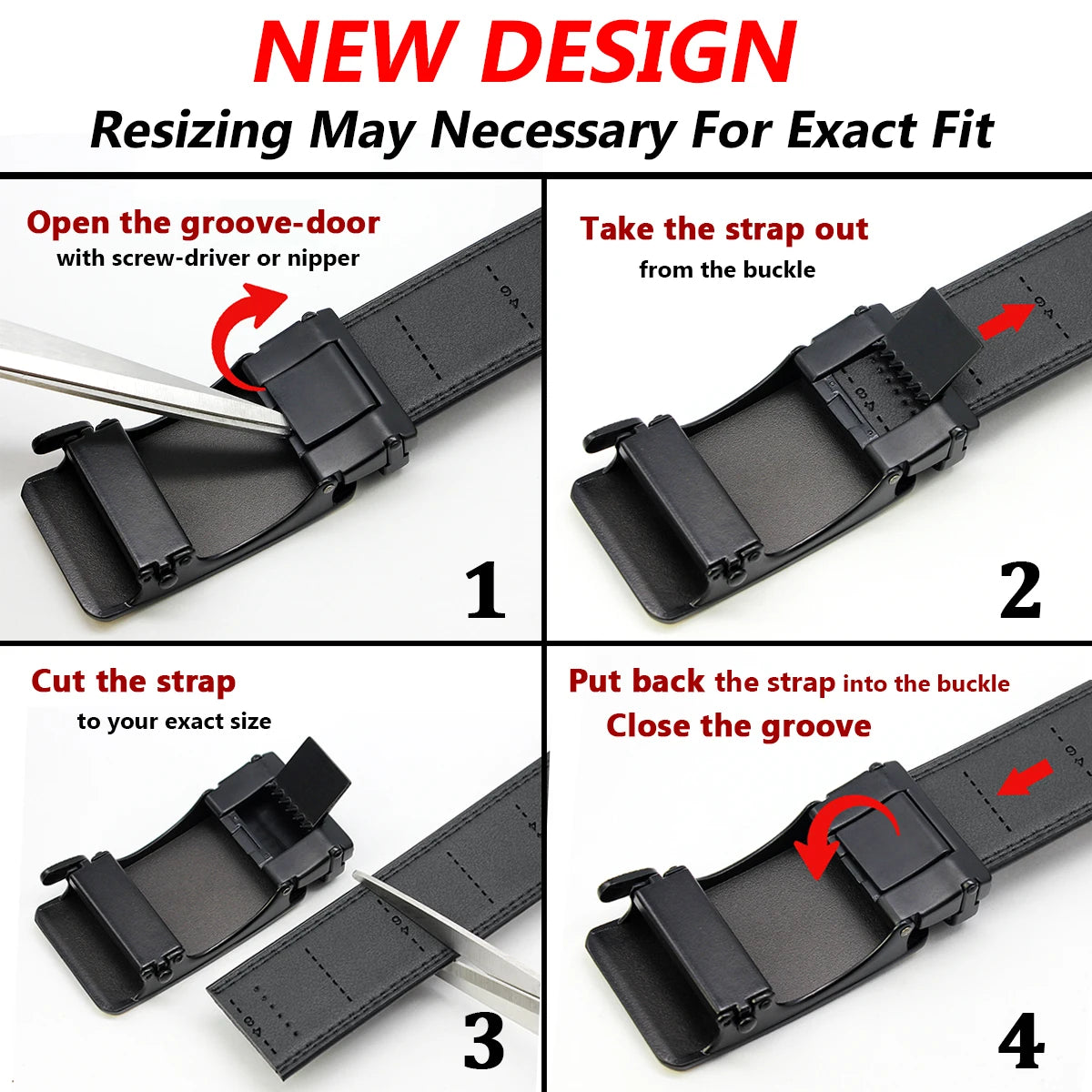 Men Genuine Leather Belt DOOPAI Metal Buckle Adjustment Adjustable Leather Belt