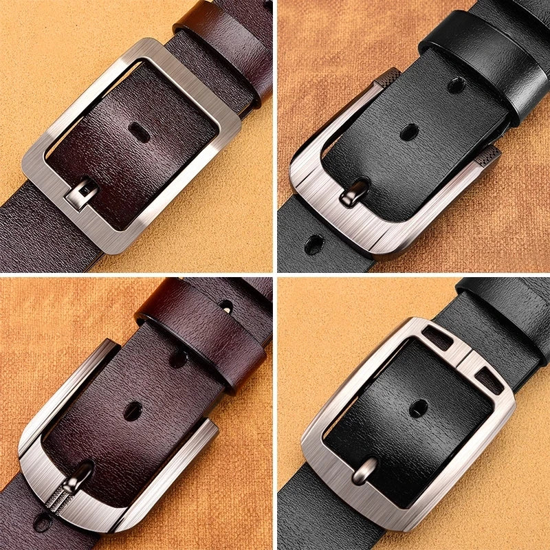 Men's Belt Genuine Leather Buckle Casual Belts Business Cowboy Waistband