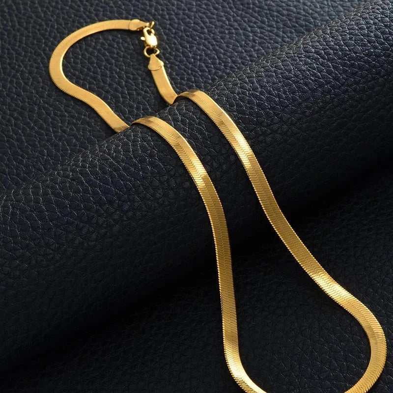 Gold Plated Snake Chain Necklaces Women and Men Ornaments