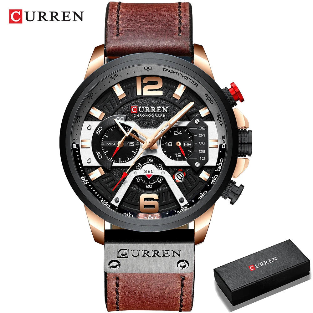 Men Watches CURREN Wristwatch Leather Quartz Watch erkek saat Curren 8329