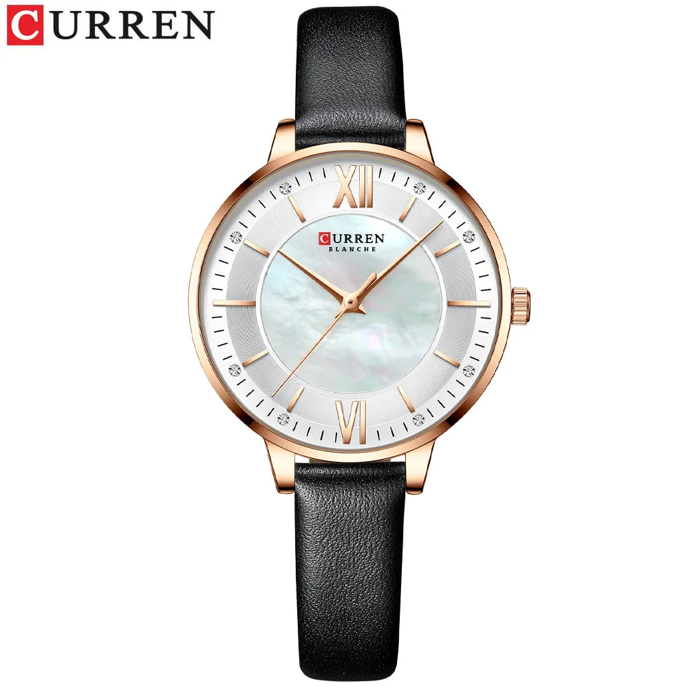 Women Watches CURREN Lux Elegant Ladies Wristwatch with Leather Bracelet Royal Blue Часы Женские