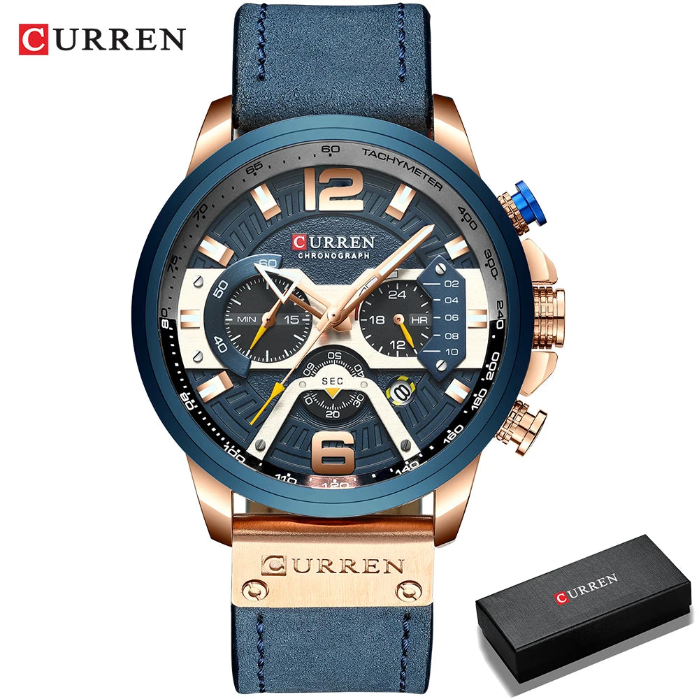 Men Watches CURREN Wristwatch Leather Quartz Watch erkek saat Curren 8329