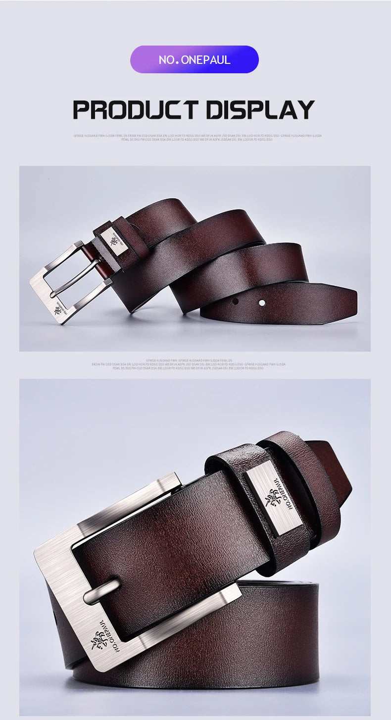 Men's Belt Genuine Leather Buckle Casual Belts Business Cowboy Waistband