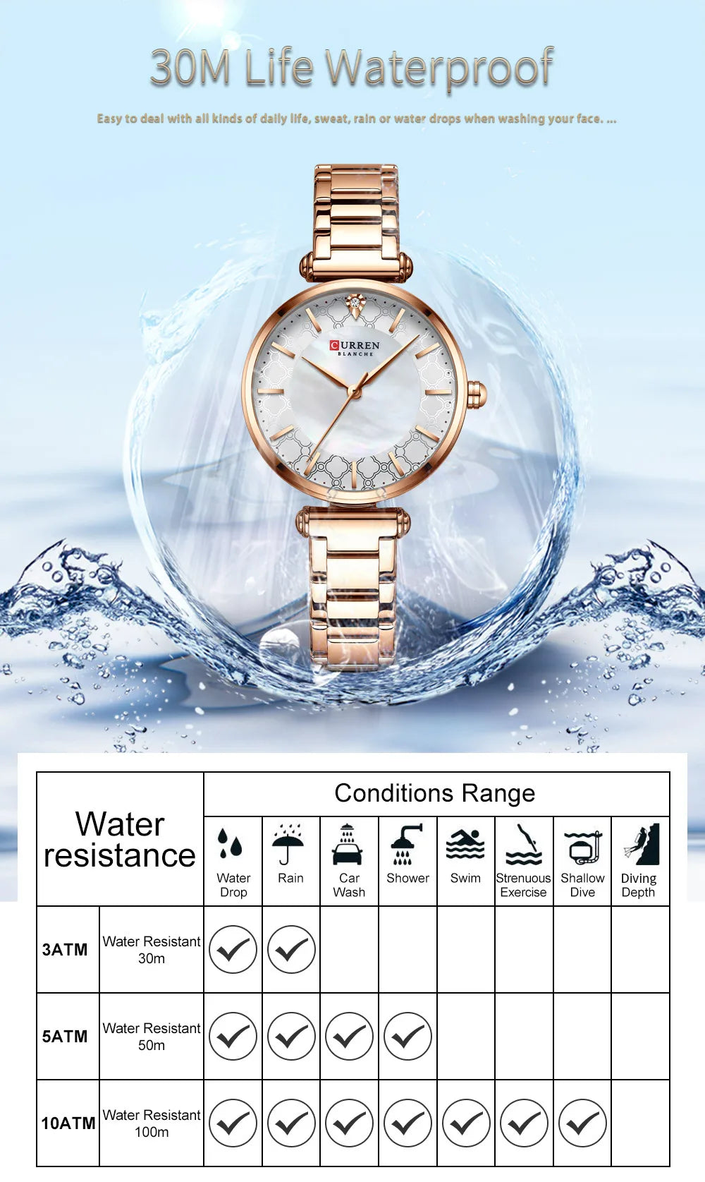 Women Watch CURREN Quartz Wristwatch with Stainless Steel Simple Female Clock