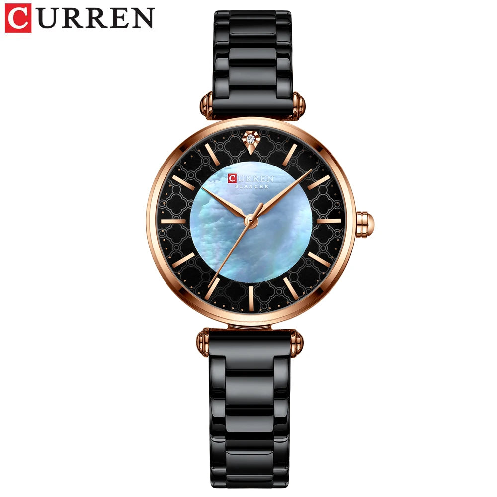 Women Watch CURREN Quartz Wristwatch with Stainless Steel Simple Female Clock