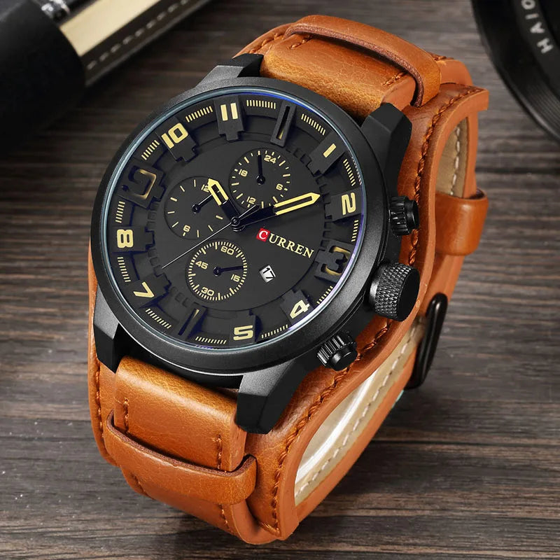 Men Watches Curren 8225 Quartz Watches Leather Clock Watch Relogio Masculino