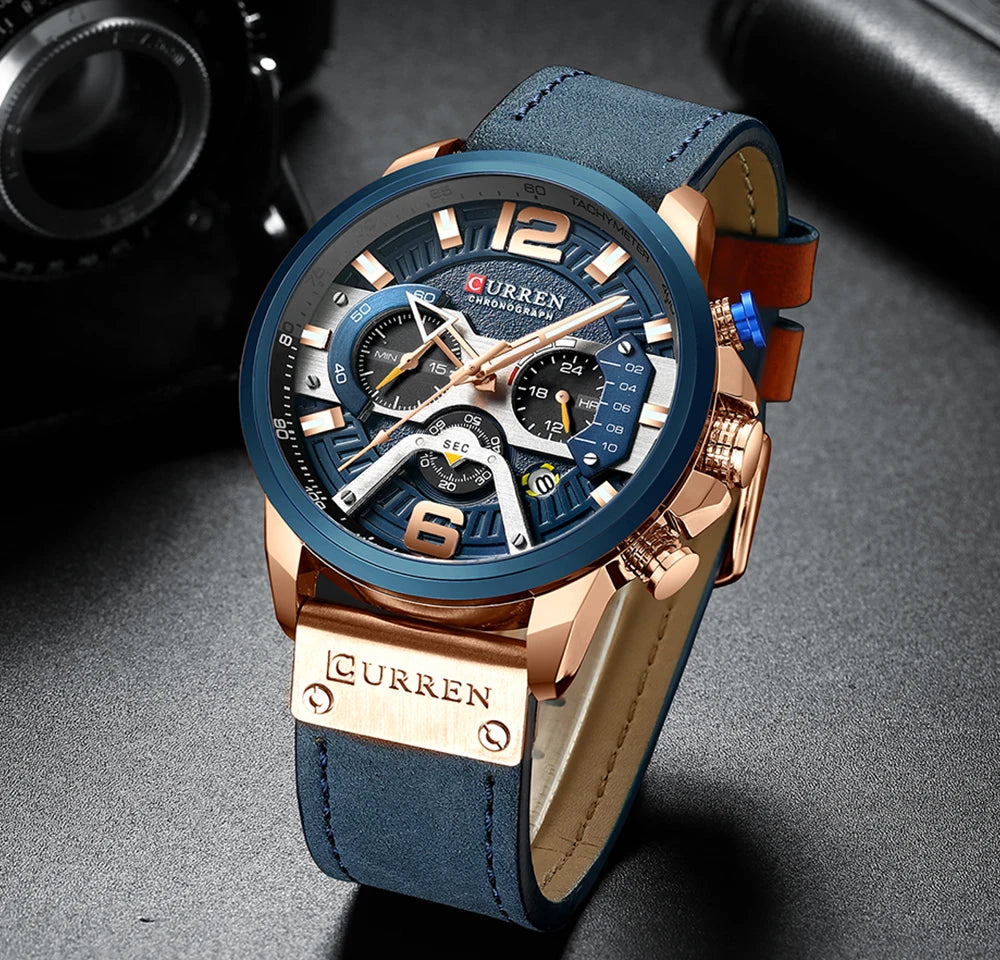 Men Watches CURREN Wristwatch Leather Quartz Watch erkek saat Curren 8329
