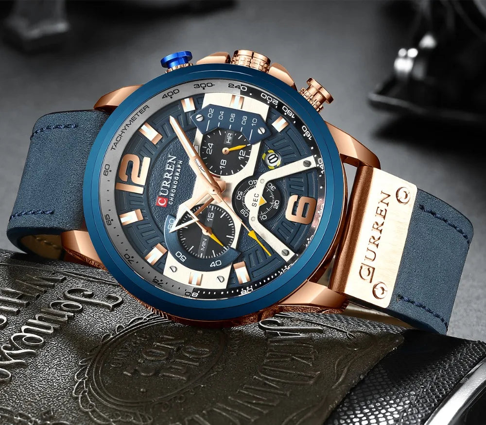 Men Watches CURREN Wristwatch Leather Quartz Watch erkek saat Curren 8329