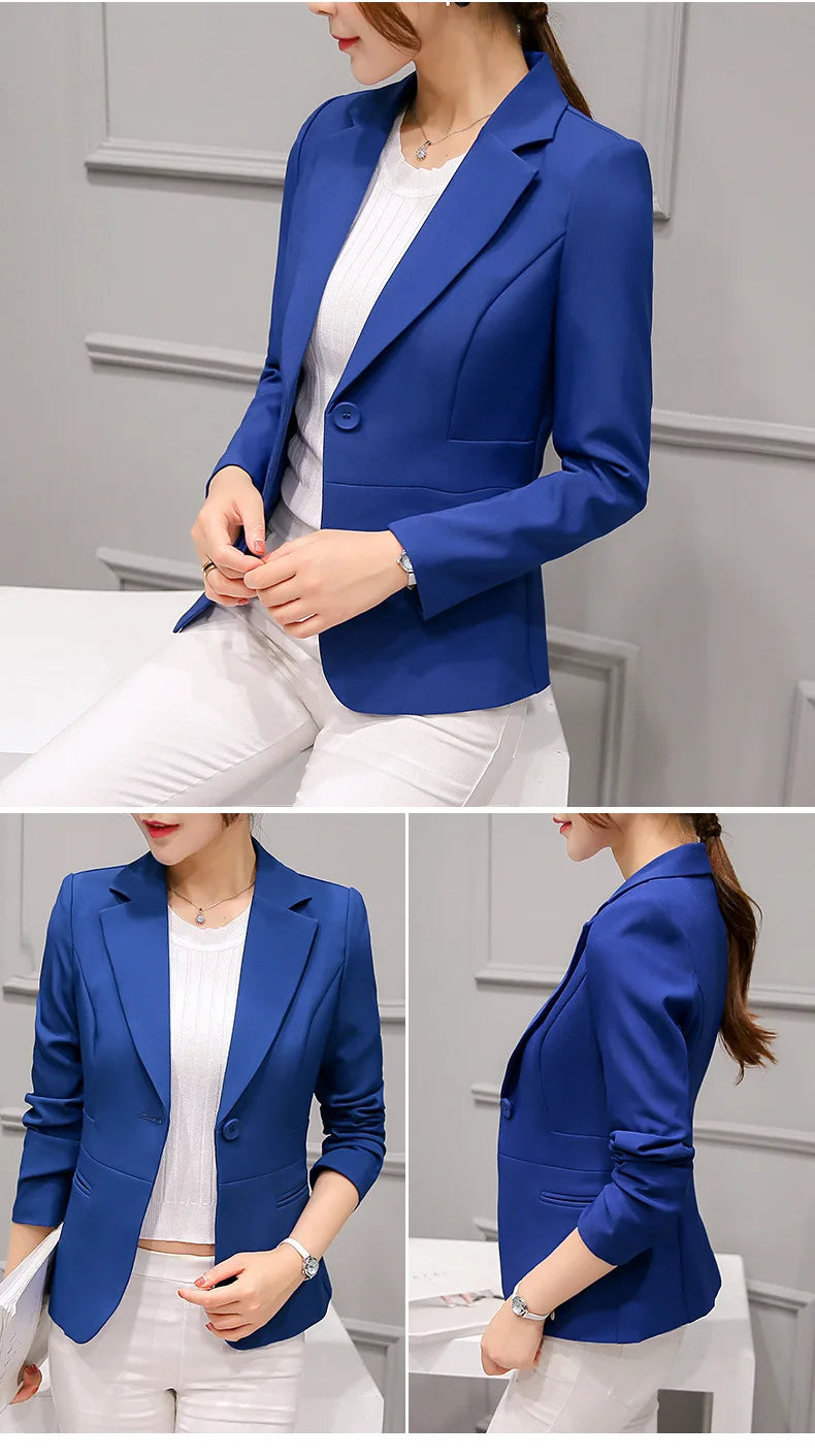 Women's Blazer Long Sleeve Pockets, Jackets Coat Slim, Office Lady Jacket, Female Tops Suit Blazer Femme Jackets