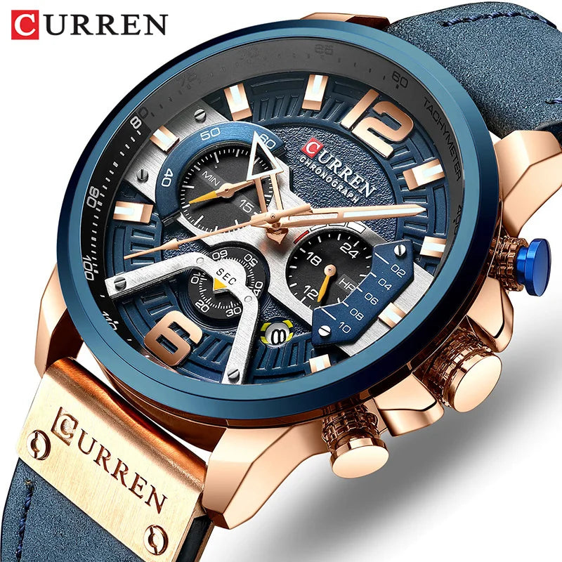 Men Watches CURREN Wristwatch Leather Quartz Watch erkek saat Curren 8329