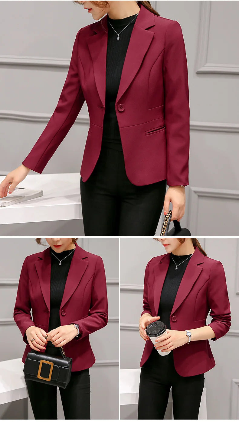 Women's Blazer Long Sleeve Pockets, Jackets Coat Slim, Office Lady Jacket, Female Tops Suit Blazer Femme Jackets