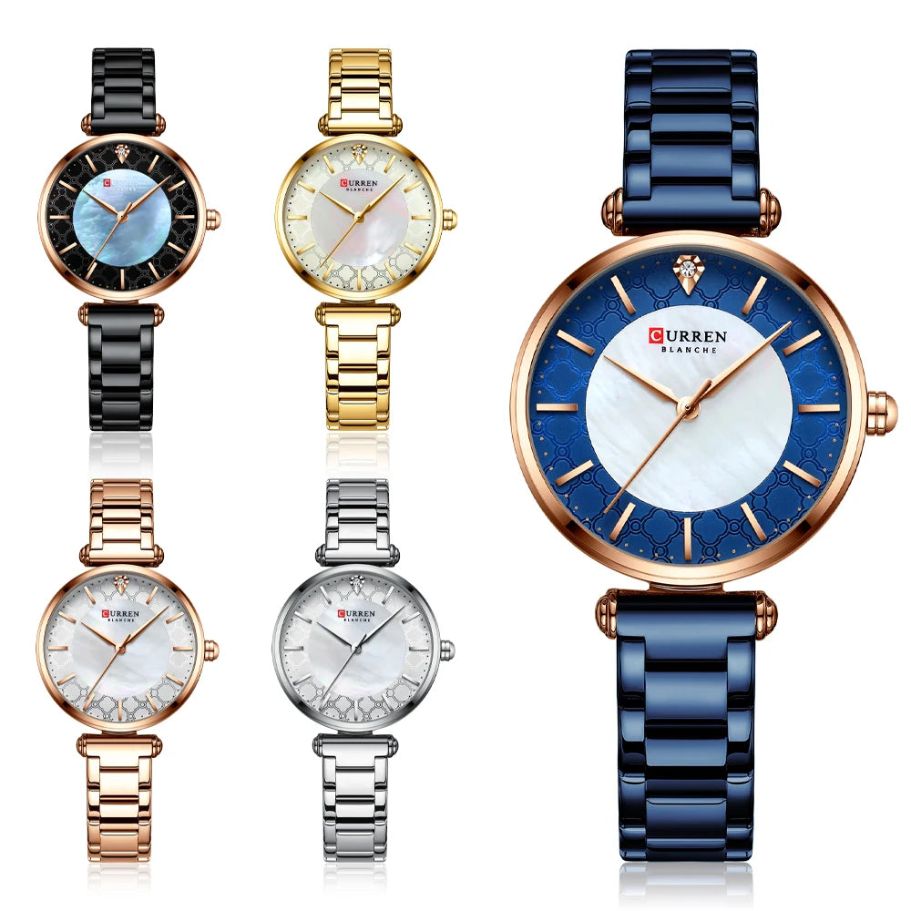 Women Watch CURREN Quartz Wristwatch with Stainless Steel Simple Female Clock