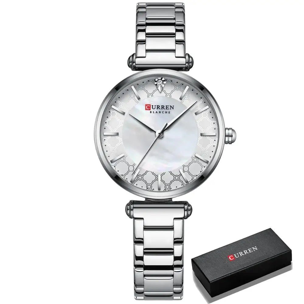Women Watch CURREN Quartz Wristwatch with Stainless Steel Simple Female Clock