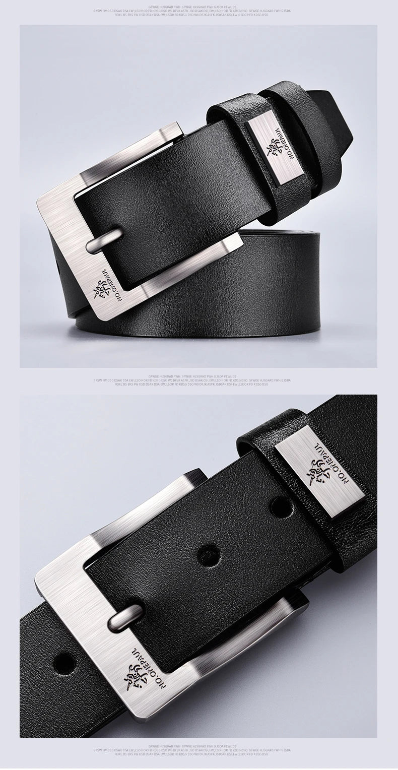 Men's Belt Genuine Leather Buckle Casual Belts Business Cowboy Waistband