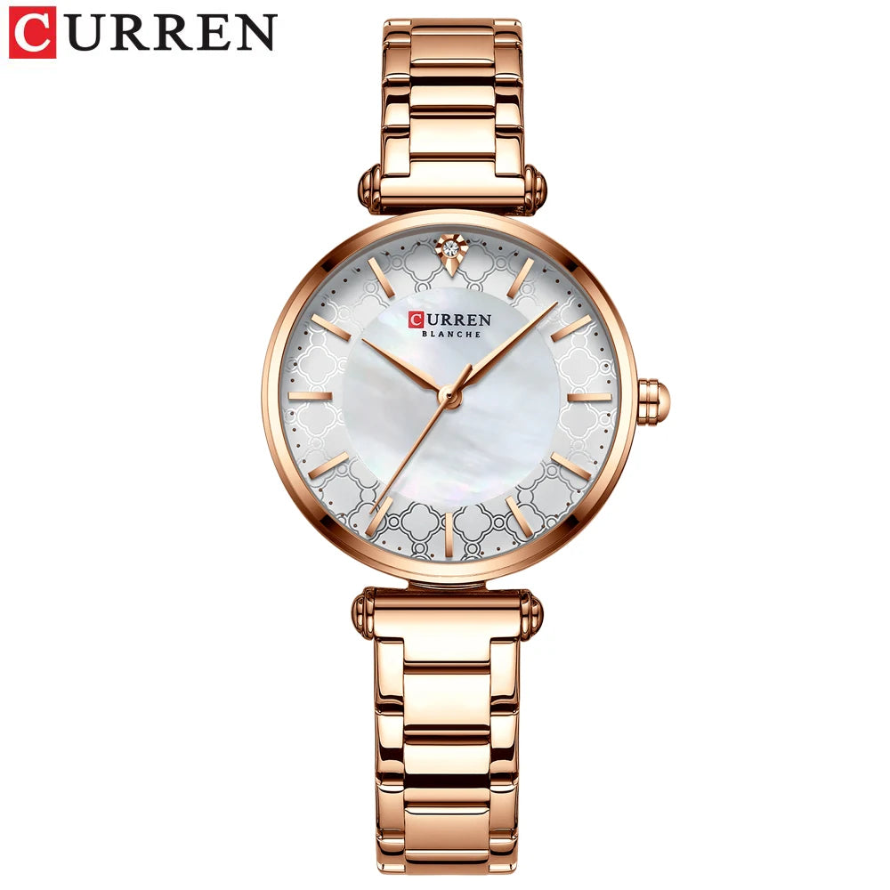 Women Watch CURREN Quartz Wristwatch with Stainless Steel Simple Female Clock