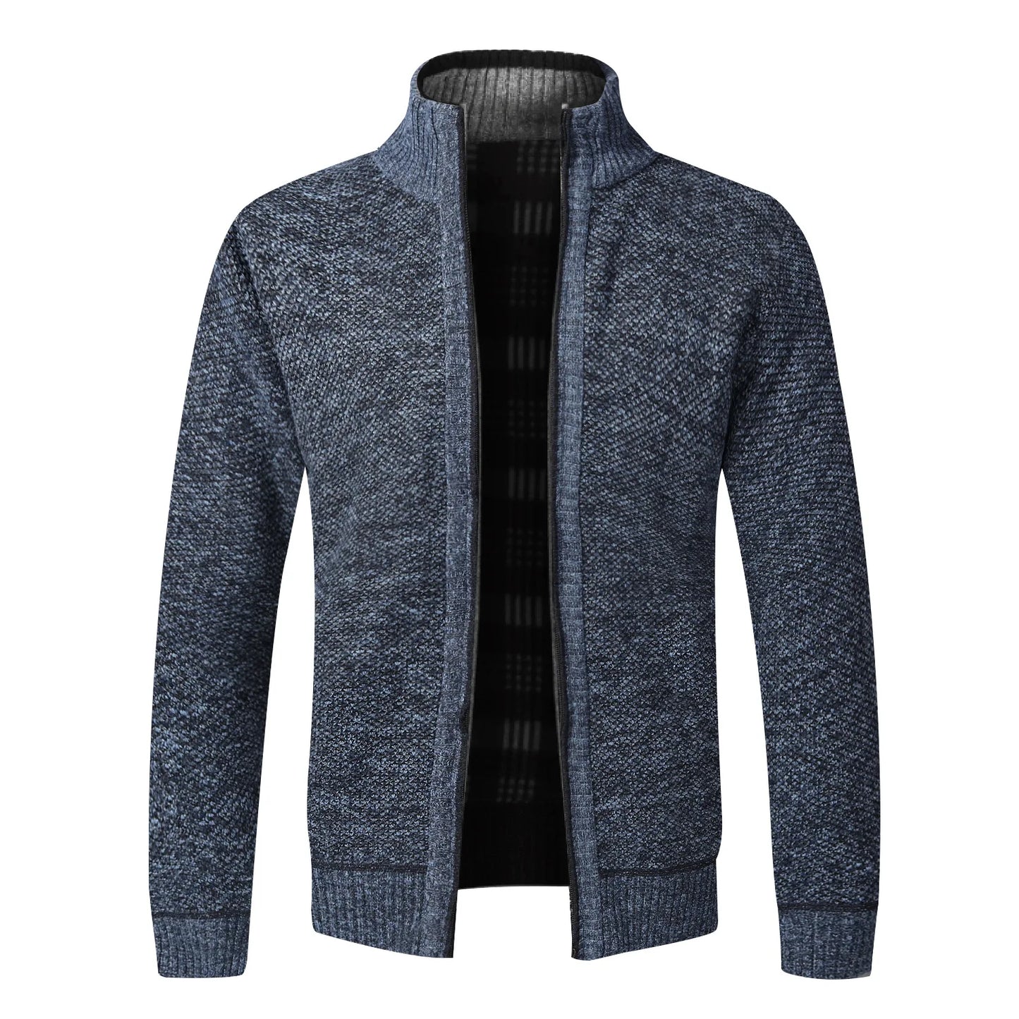 Men's Knitted Jacket Autumn Winter Slim Fit Stand Collar Zipper Jacket Warm Cardigan Men