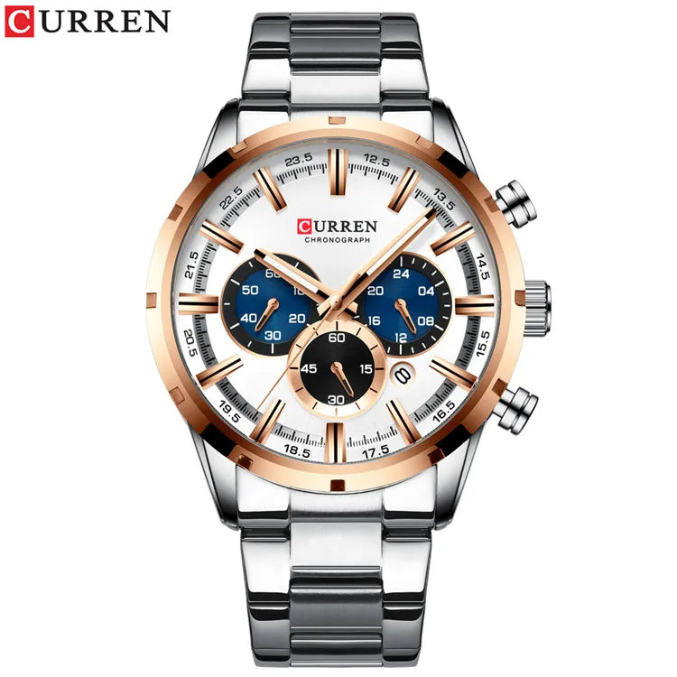 Men Quartz Watches Curren Stainless Steel Waterproof Men Wristwatches