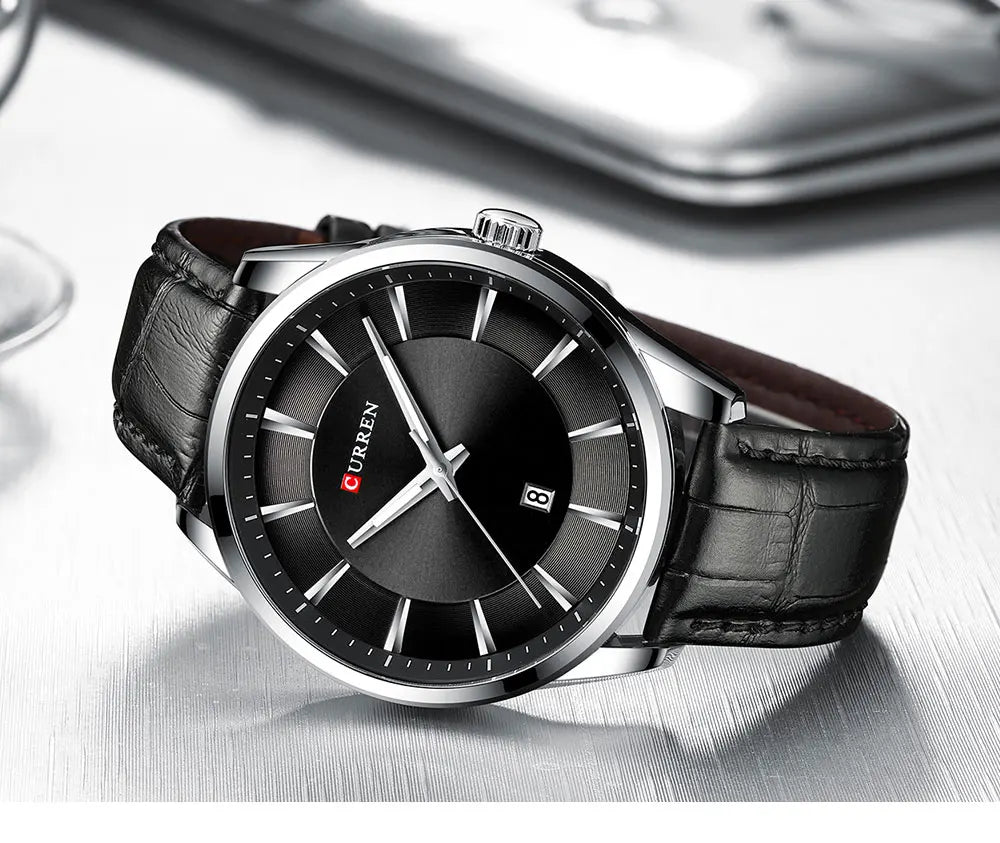 Men Quartz Watch CURREN Men Leather Strap Male Wristwatches Reloj Hombres