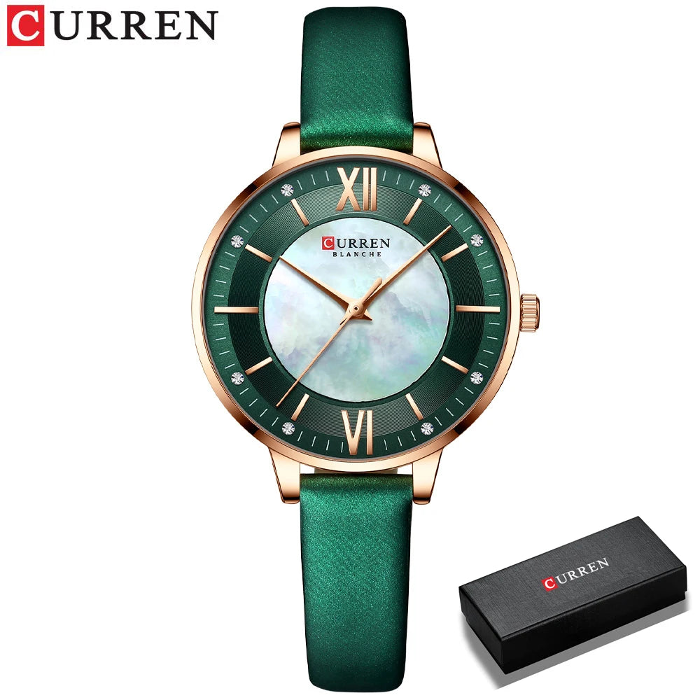 Women Watches CURREN Lux Elegant Ladies Wristwatch with Leather Bracelet Royal Blue Часы Женские