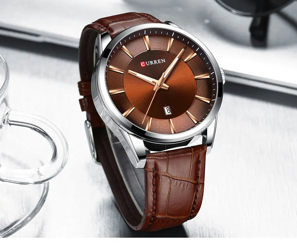 Men Quartz Watch CURREN Men Leather Strap Male Wristwatches Reloj Hombres