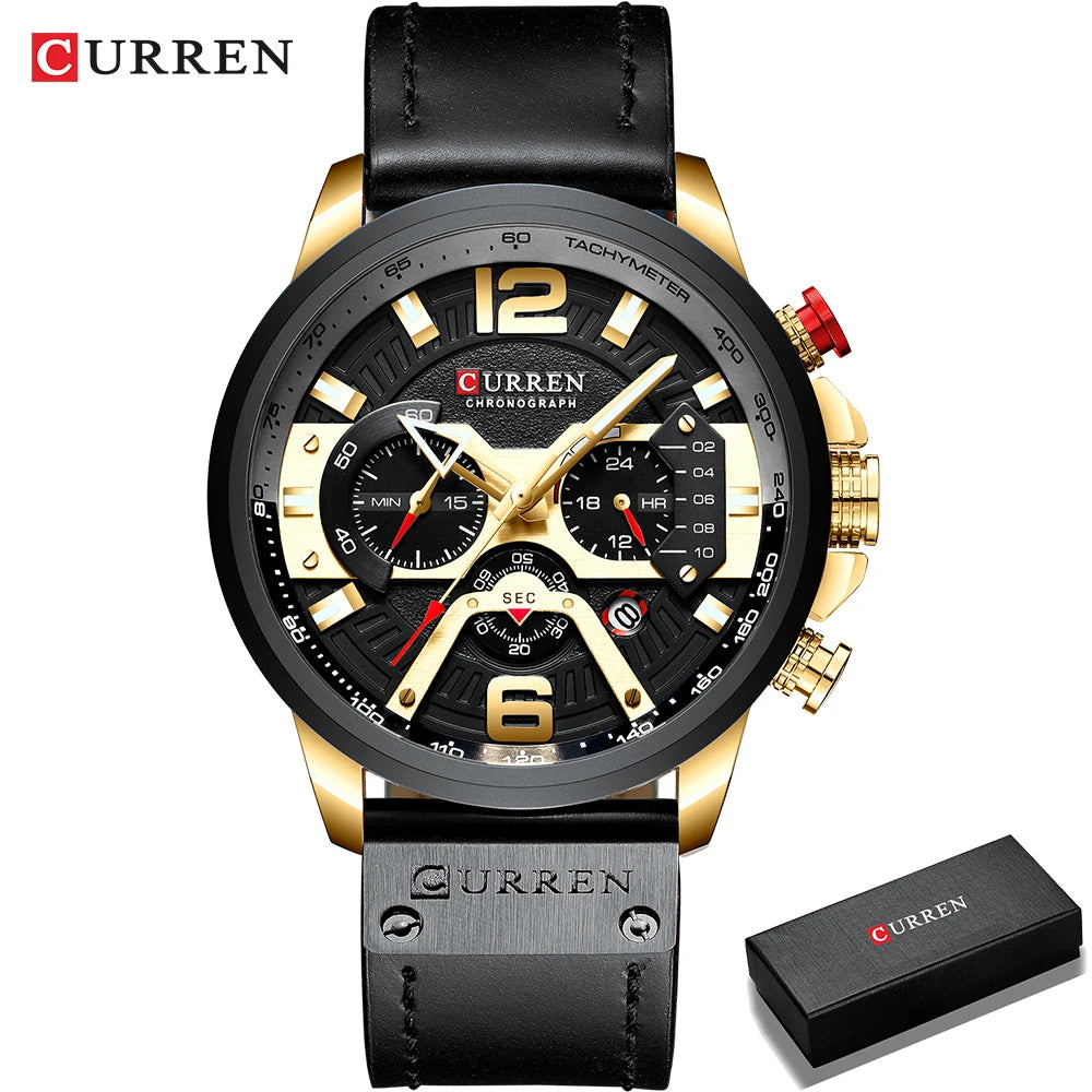 Men Watches CURREN Wristwatch Leather Quartz Watch erkek saat Curren 8329