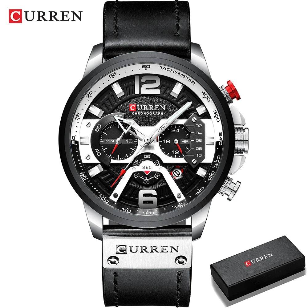 Men Watches CURREN Wristwatch Leather Quartz Watch erkek saat Curren 8329