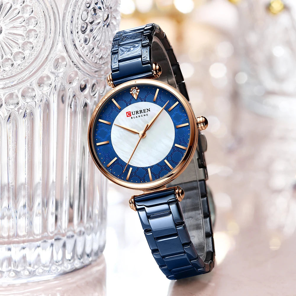 Women Watch CURREN Quartz Wristwatch with Stainless Steel Simple Female Clock