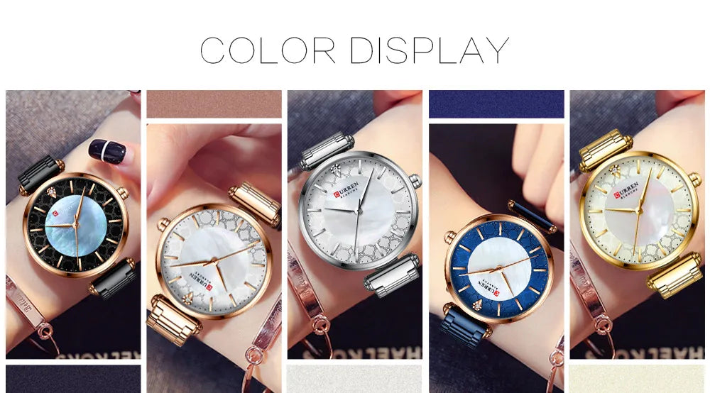 Women Watch CURREN Quartz Wristwatch with Stainless Steel Simple Female Clock