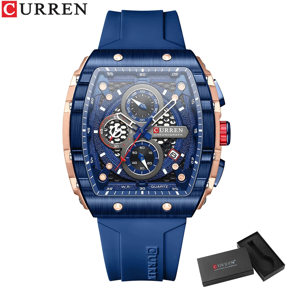 Men Watches CURREN unique square design quartz waterproof Men Watches Herren Armbanduhren