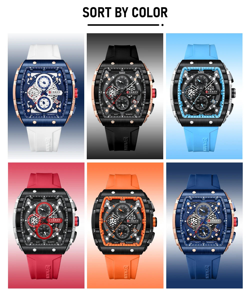 Men Watches CURREN unique square design quartz waterproof Men Watches Herren Armbanduhren