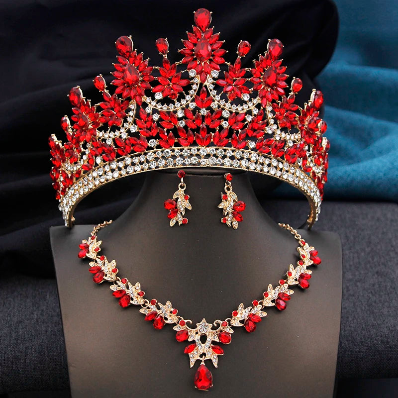High Opal Pink Tiaras and necklace earrings Bridal Jewelry Sets or Crown Prom Birthday Costume