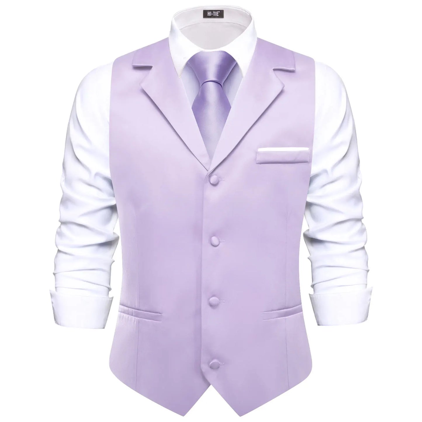 Men Vest With Tie Hi-Tie Champagne Solid V-neck Jacquard Tuxedo Dress Waistcoat Adjustable Jacket