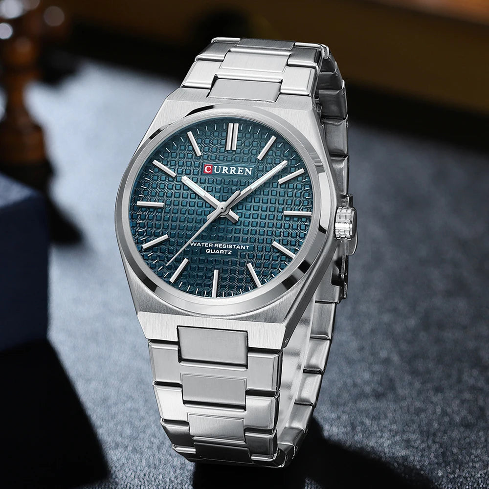 Men Quartz Watches CURREN 30M Waterproof Stainless Steel Quartz Date Clock Wristwatch Style Watch for Men
