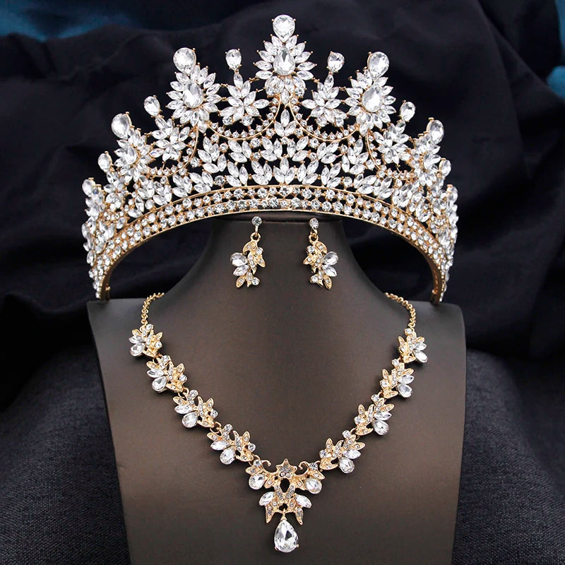 High Opal Pink Tiaras and necklace earrings Bridal Jewelry Sets or Crown Prom Birthday Costume