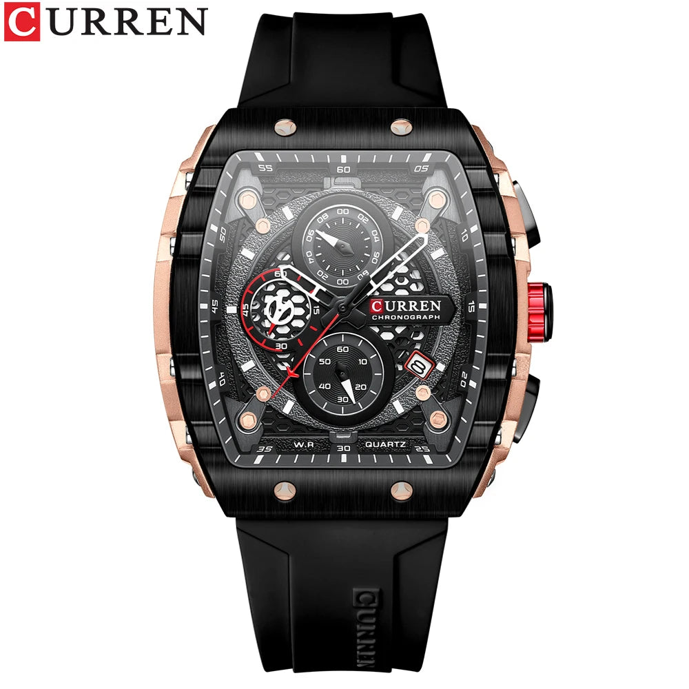 Men Watches CURREN unique square design quartz waterproof Men Watches Herren Armbanduhren