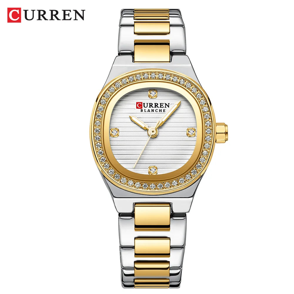 Women Quartz Watch CURREN Casual Wristwatches Ladies Stainless Steel Bracelet with Luminous Hands