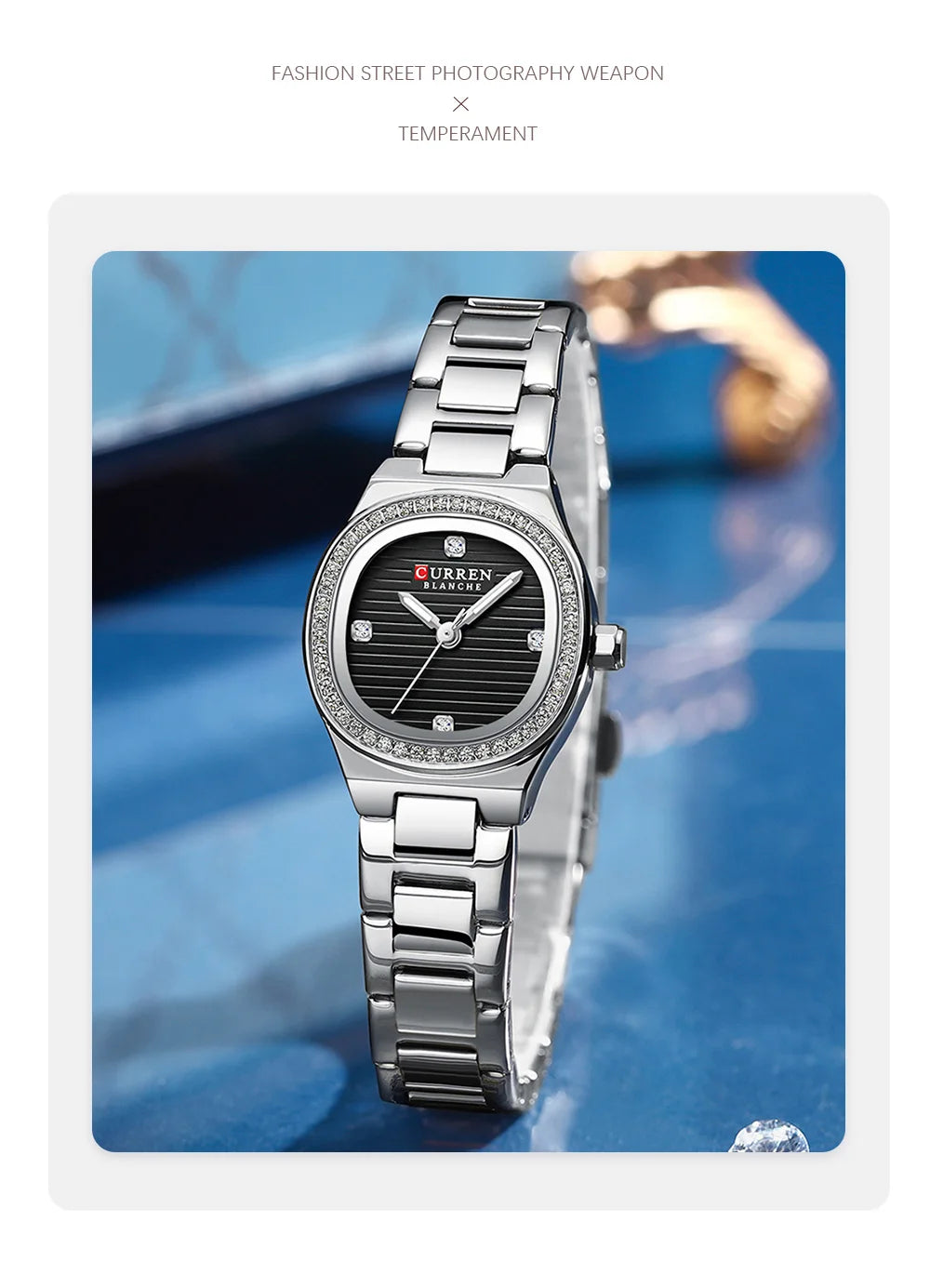 Women Quartz Watch CURREN Casual Wristwatches Ladies Stainless Steel Bracelet with Luminous Hands